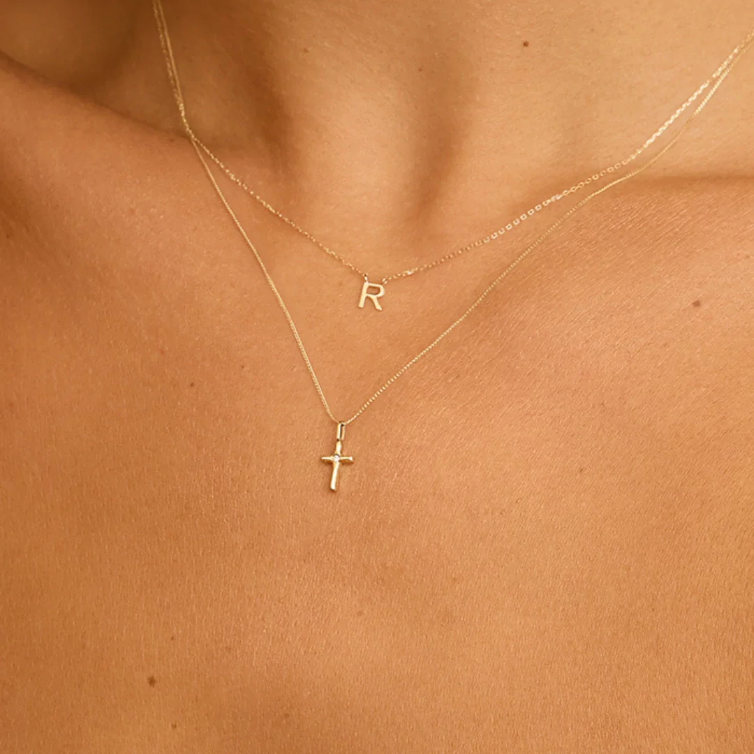 Solid Gold Miniature Initial Letter Necklace - Image 8