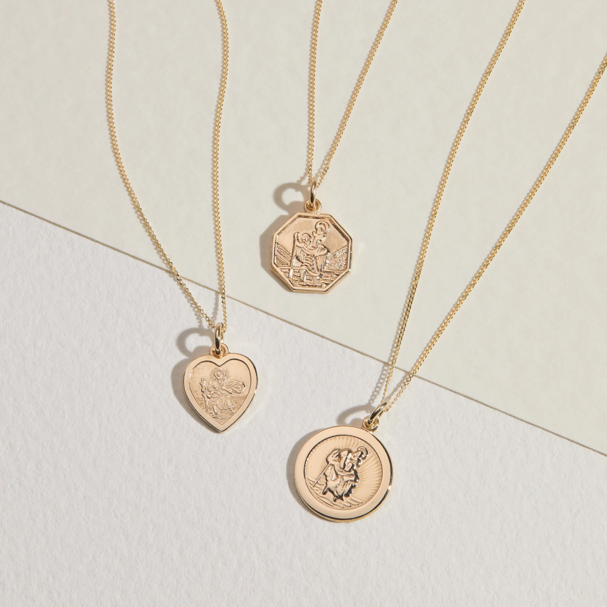 Solid Gold Small Heart St Christopher Necklace - Image 4