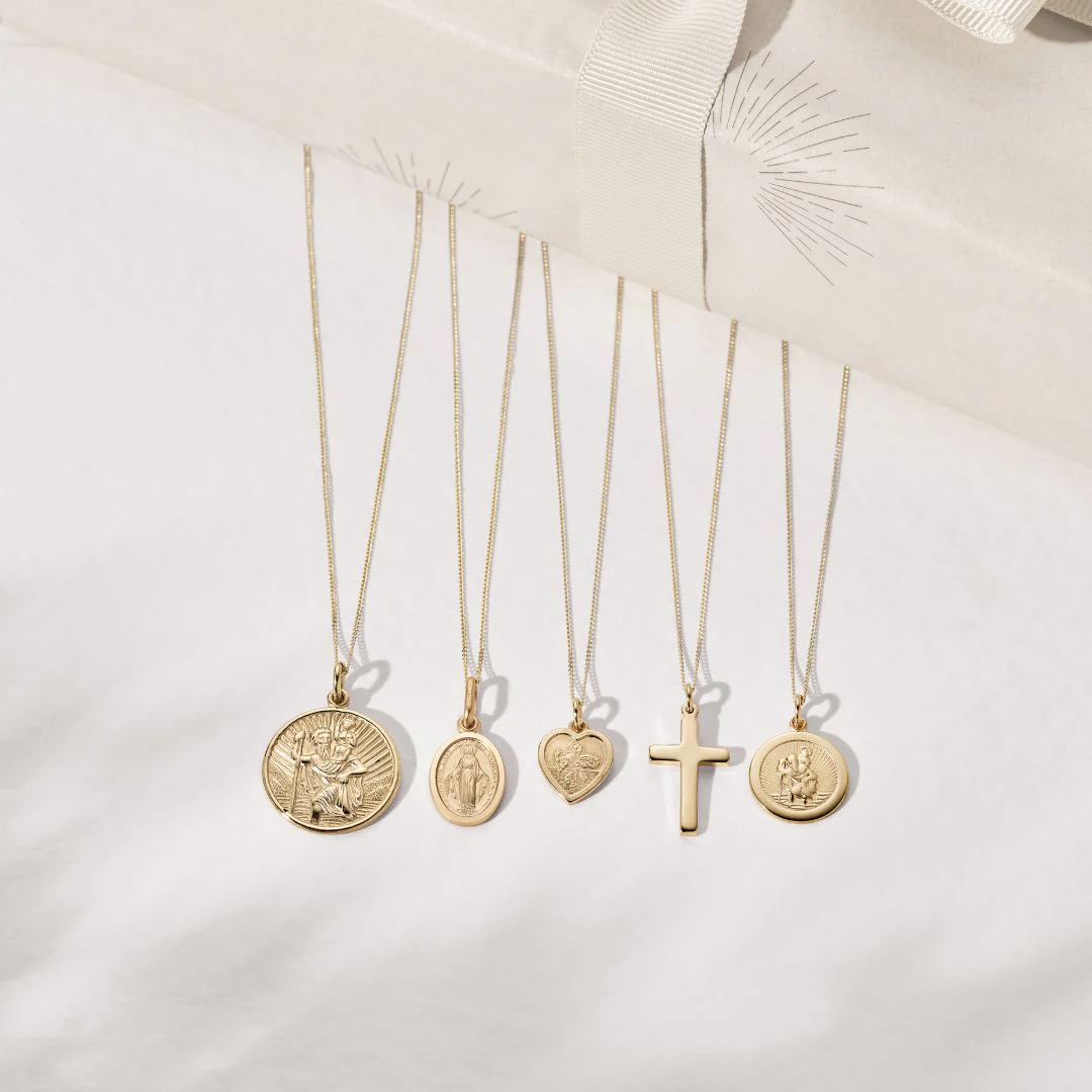Solid Gold Small Heart St Christopher Necklace - Image 5
