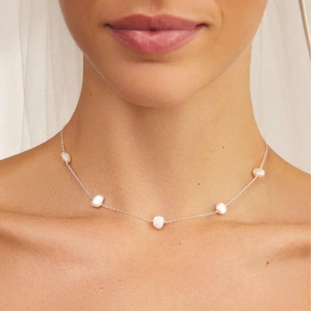 Silver Five Baroque Pearl Choker - Image 4