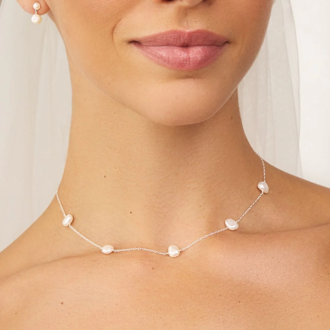 Silver Five Baroque Pearl Choker - Image 2