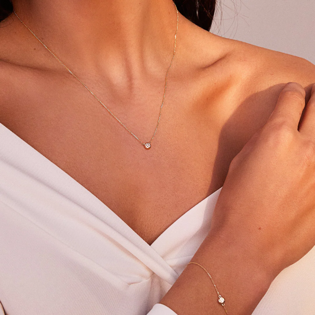 Solid White Gold Floating Diamond Bracelet - Image 3
