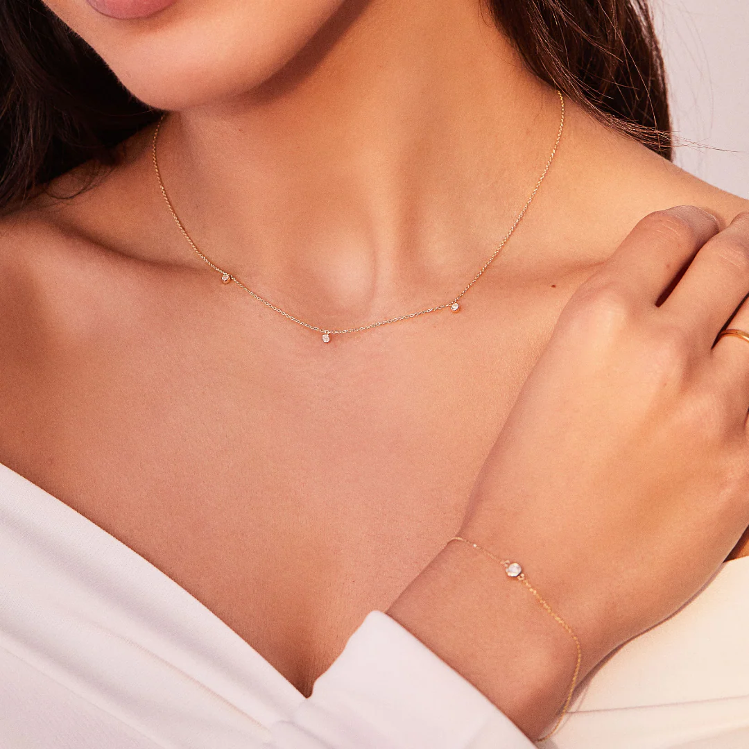 Solid White Gold Floating Diamond Bracelet - Image 6