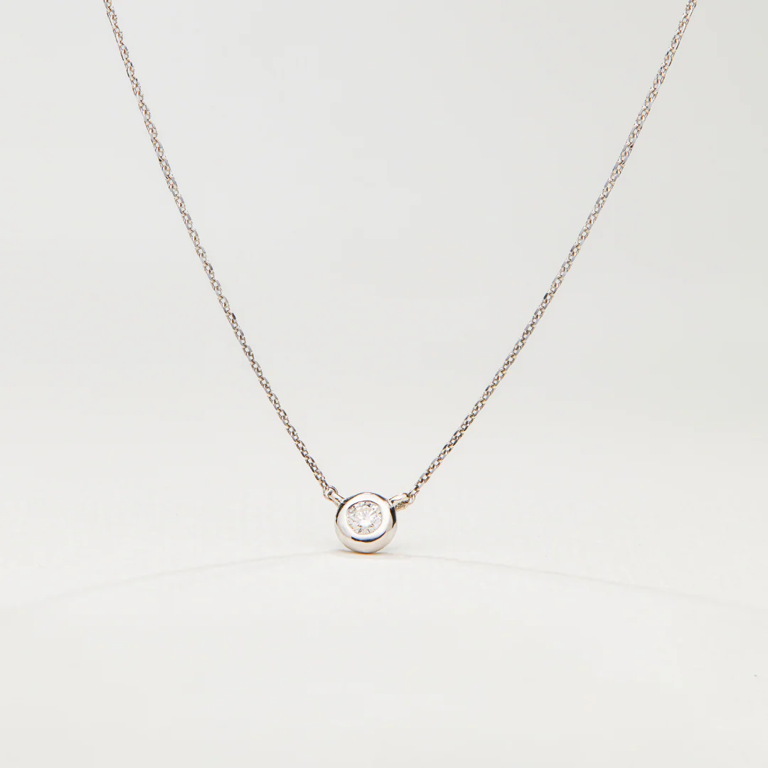 Solid White Gold Floating Diamond Necklace - Image 5