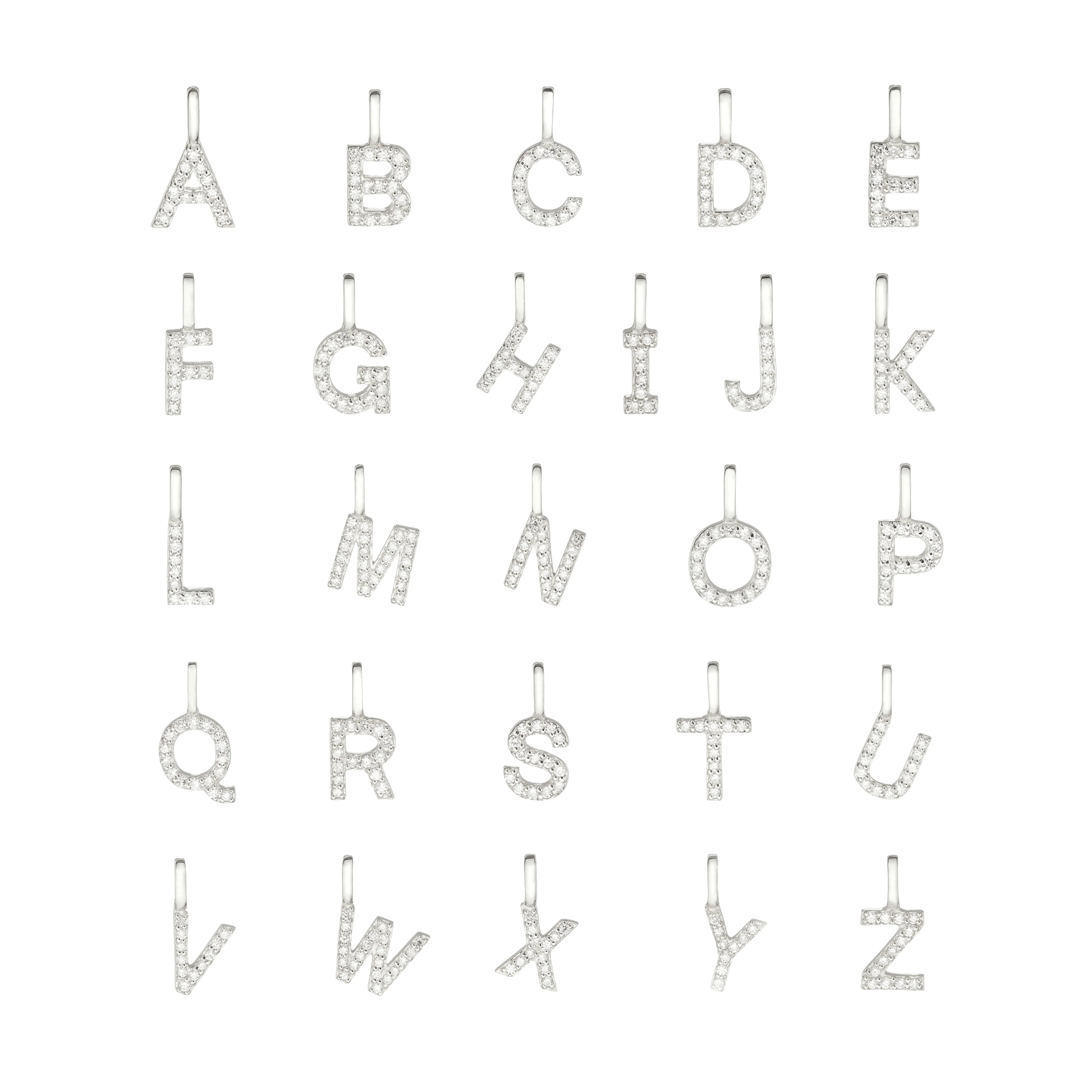 Solid White Gold Genuine Diamond Initial Letter Necklace - Image 8
