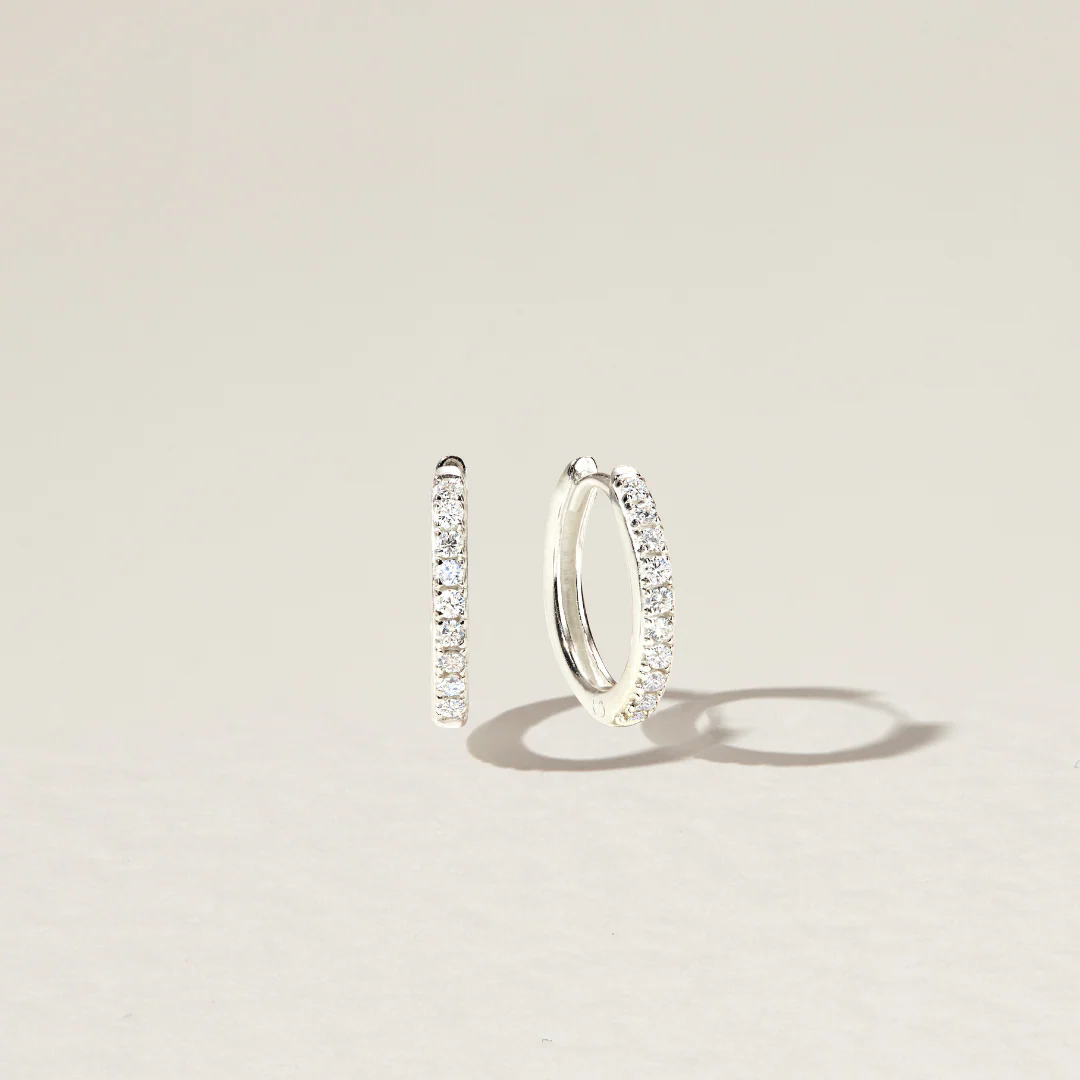 Silver Diamond Style Large Hoop Earrings - Image 7