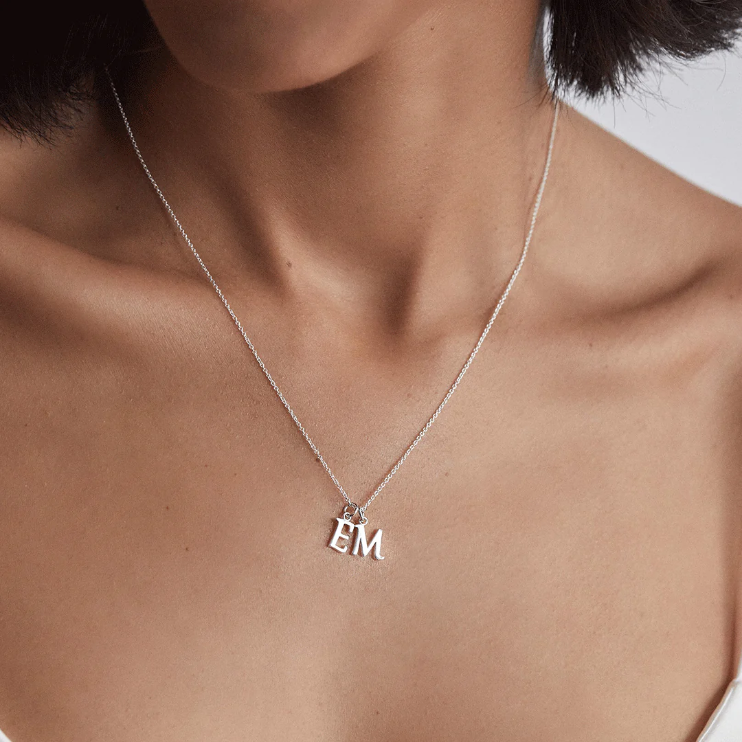 Solid White Gold Individual Curve Initial Charm - Image 3