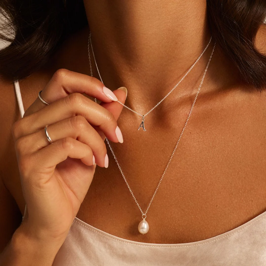 Silver Large Single Pearl Necklace - Image 7