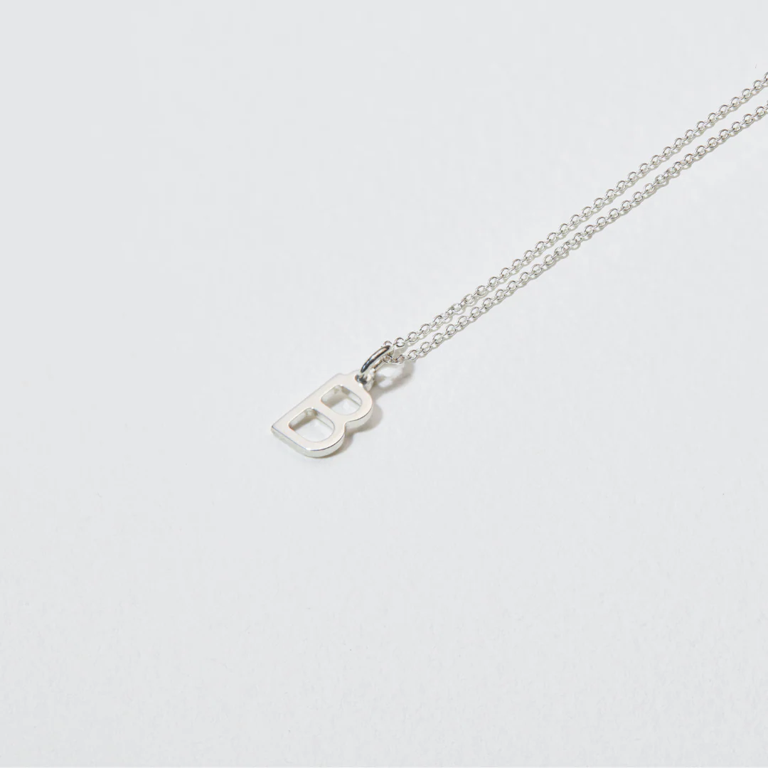Solid White Gold Initial Letter Necklace - Image 4