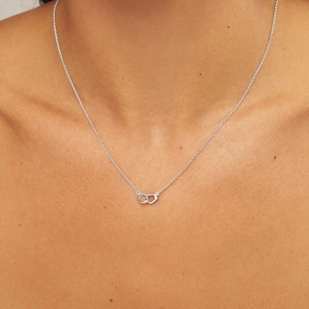 Solid White Gold Love Link Necklace - Image 2
