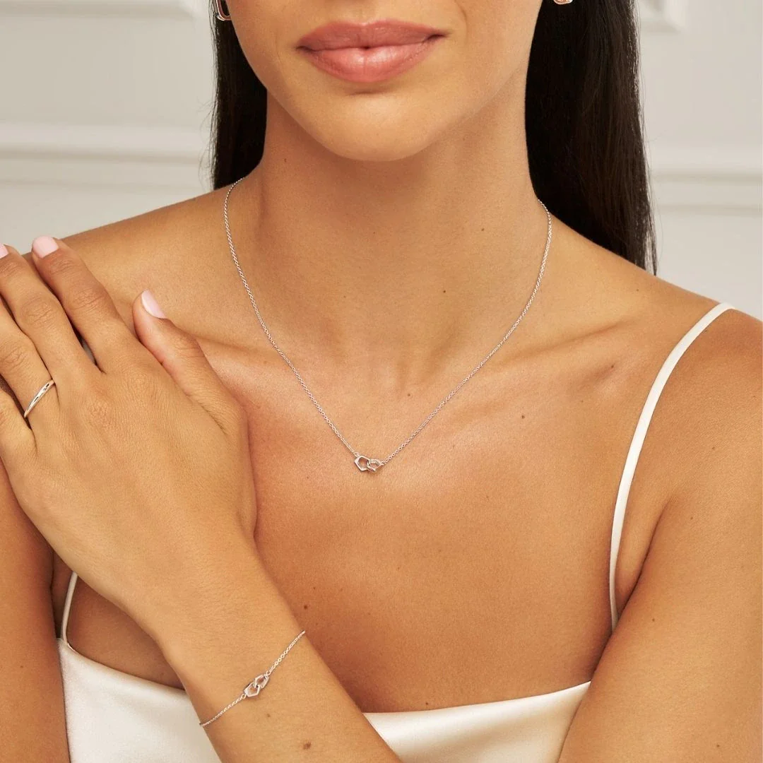 Solid White Gold Love Link Necklace - Image 3