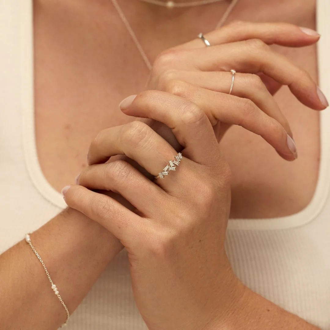 Solid White Gold Mini Pearl Bracelet - Image 5