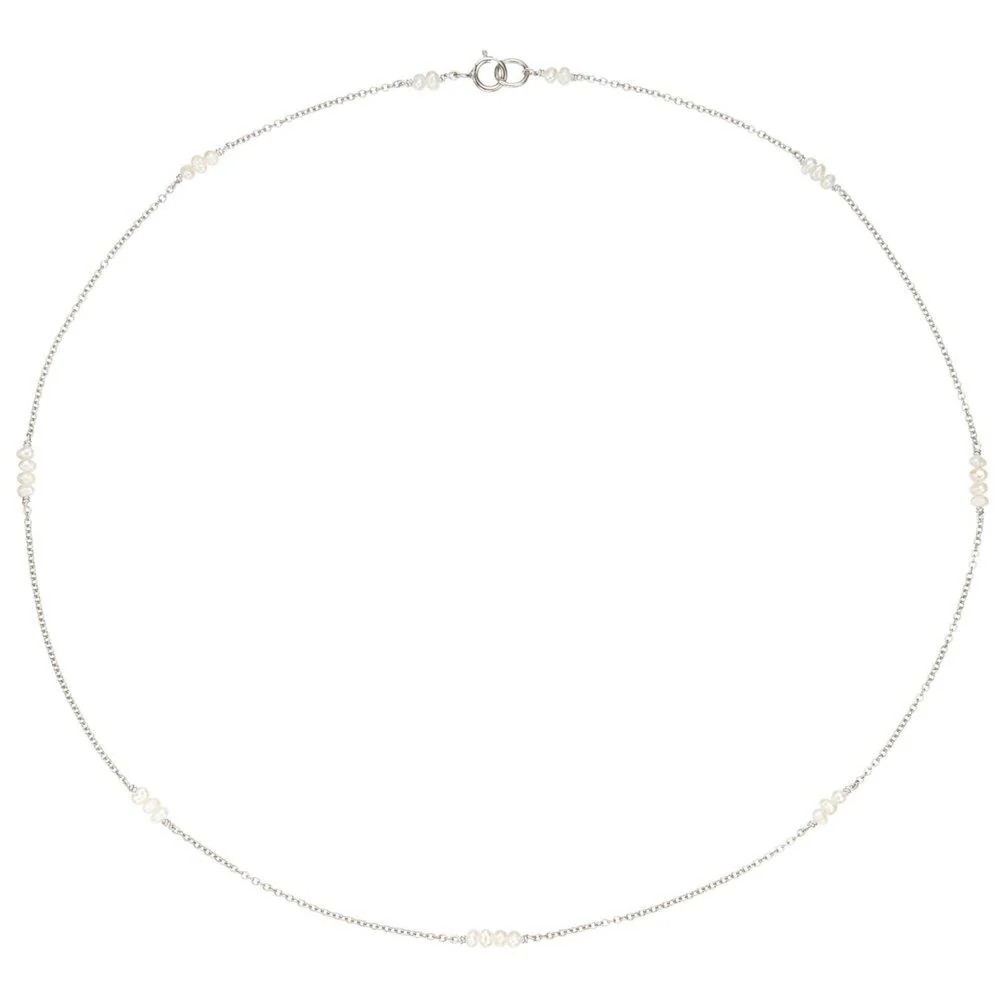 Solid White Gold Mini Pearl Choker
