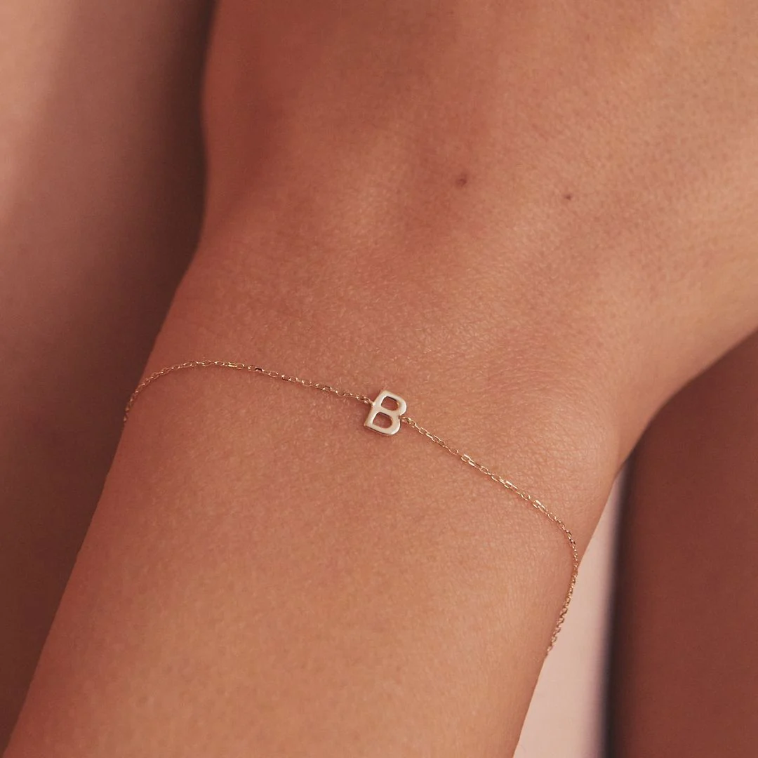 Solid Gold Miniature Initial Letter Bracelet - Image 3