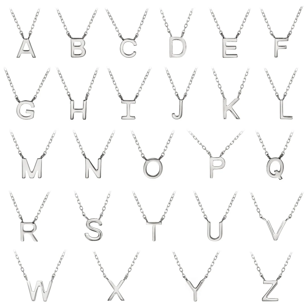Solid White Gold Miniature Initial Letter Bracelet - Image 5