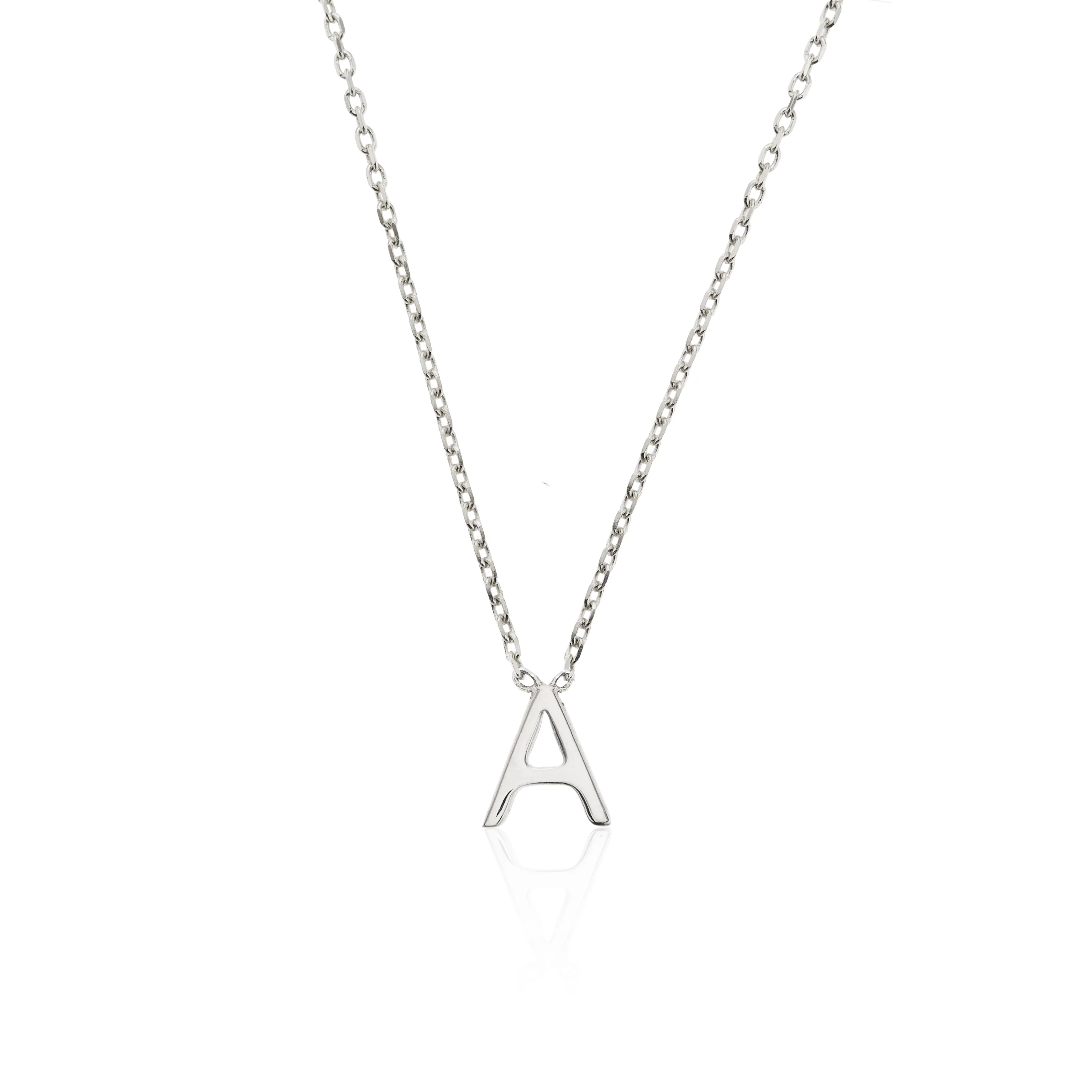 Solid White Gold Miniature Initial Letter Necklace - Image 6