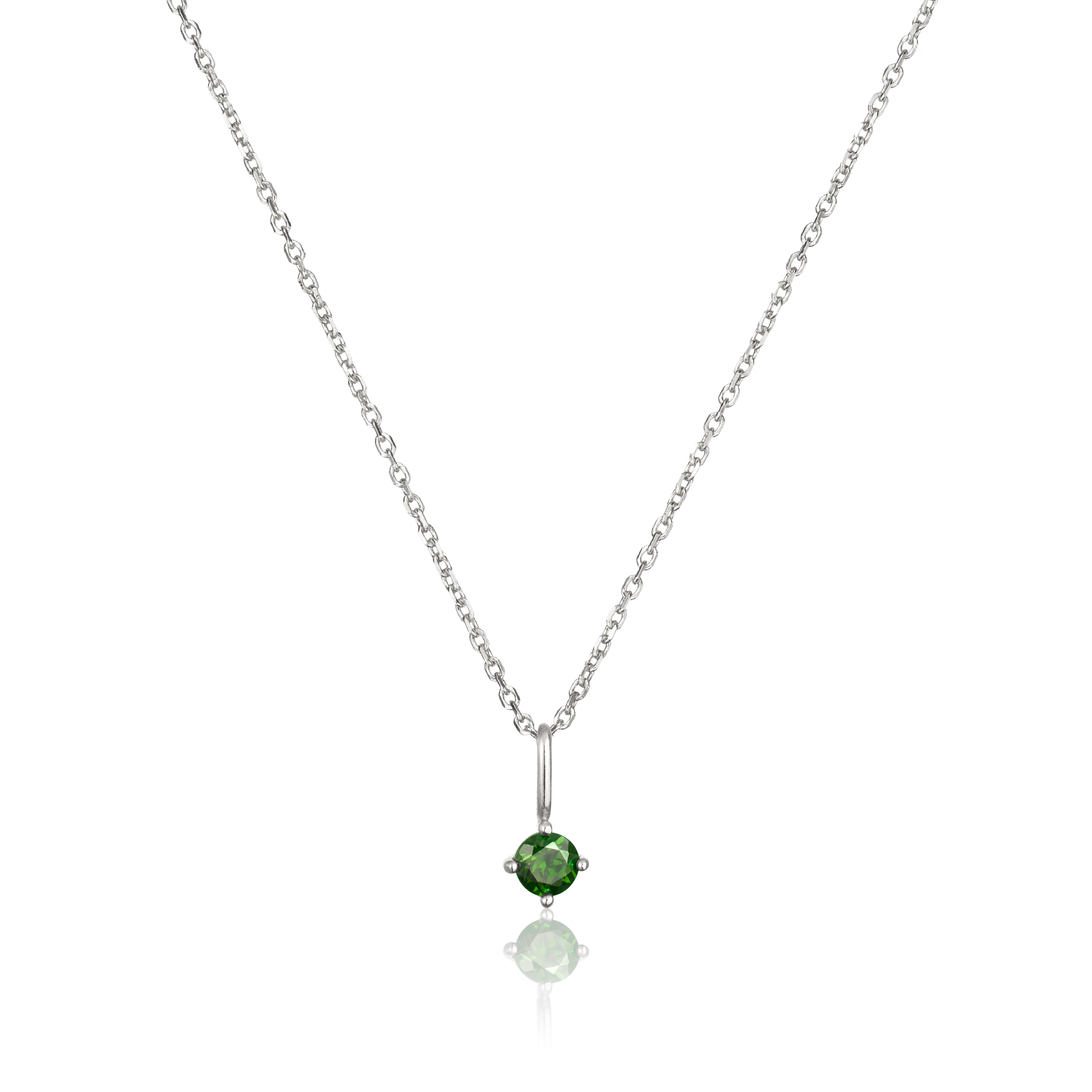 Solid White Gold Small Birthstone Pendant Necklace - Image 11