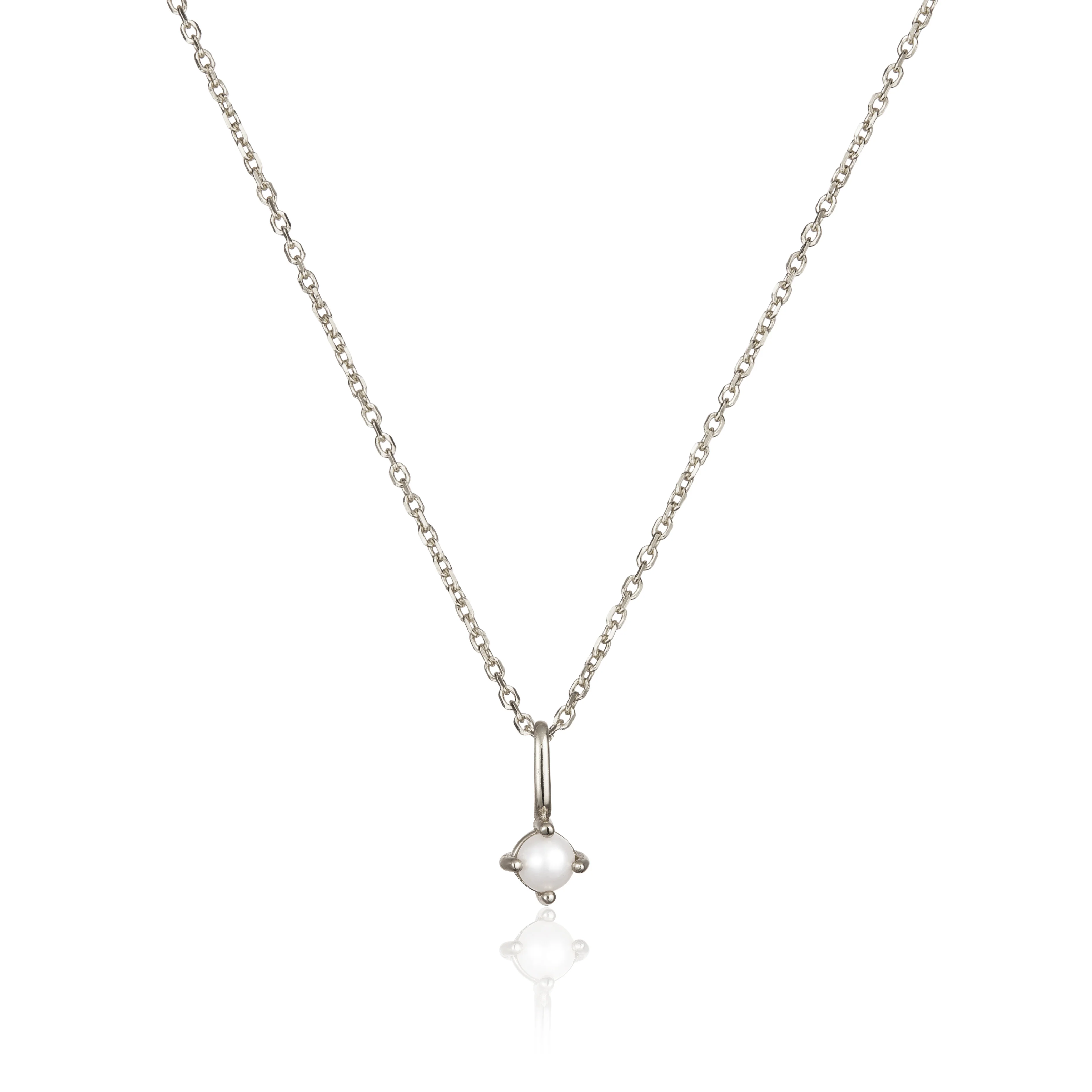 Solid White Gold Small Birthstone Pendant Necklace - Image 12