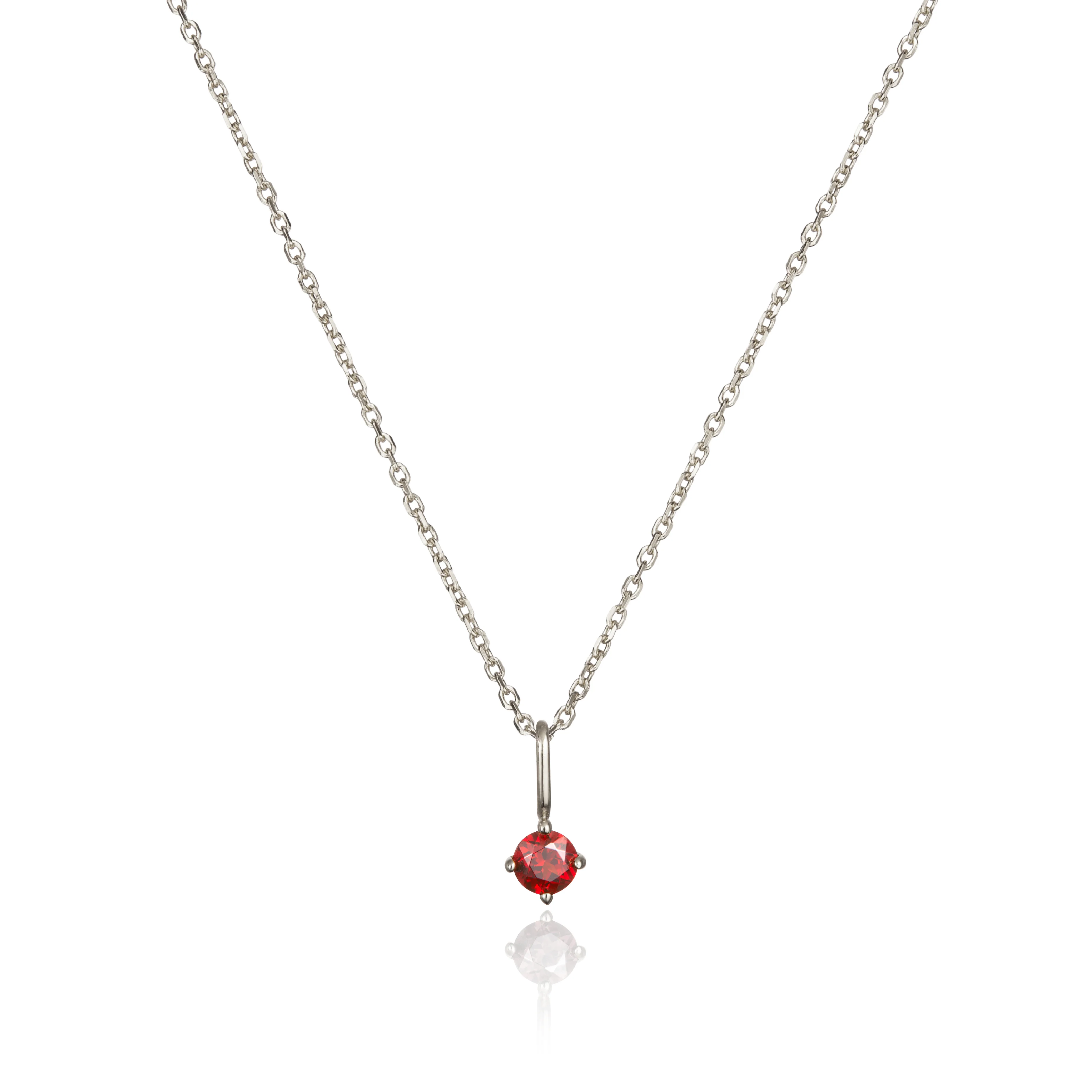Solid White Gold Small Birthstone Pendant Necklace - Image 8