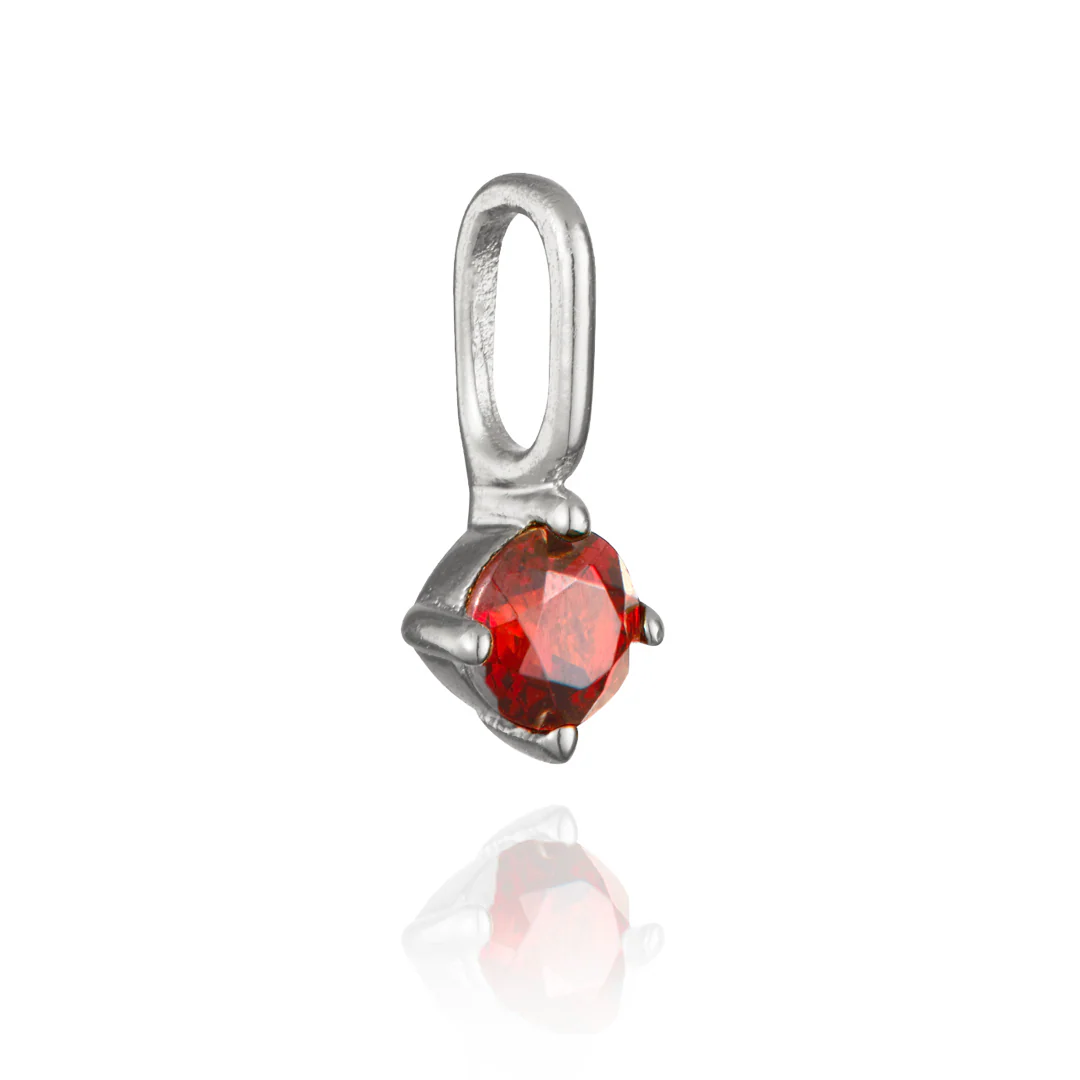 Solid White Gold Small Individual Birthstone Charm - Image 5
