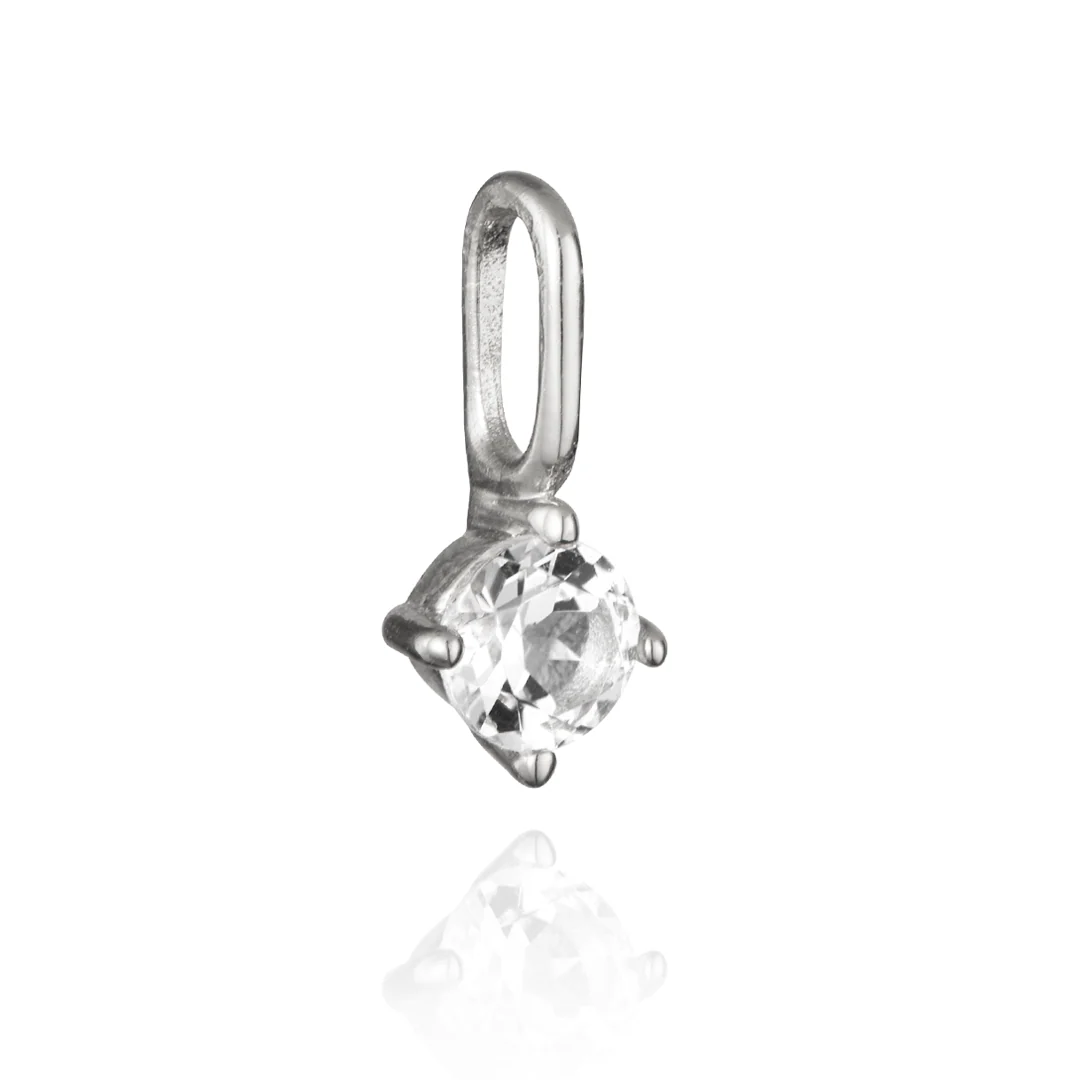 Solid White Gold Small Individual Birthstone Charm - Image 8
