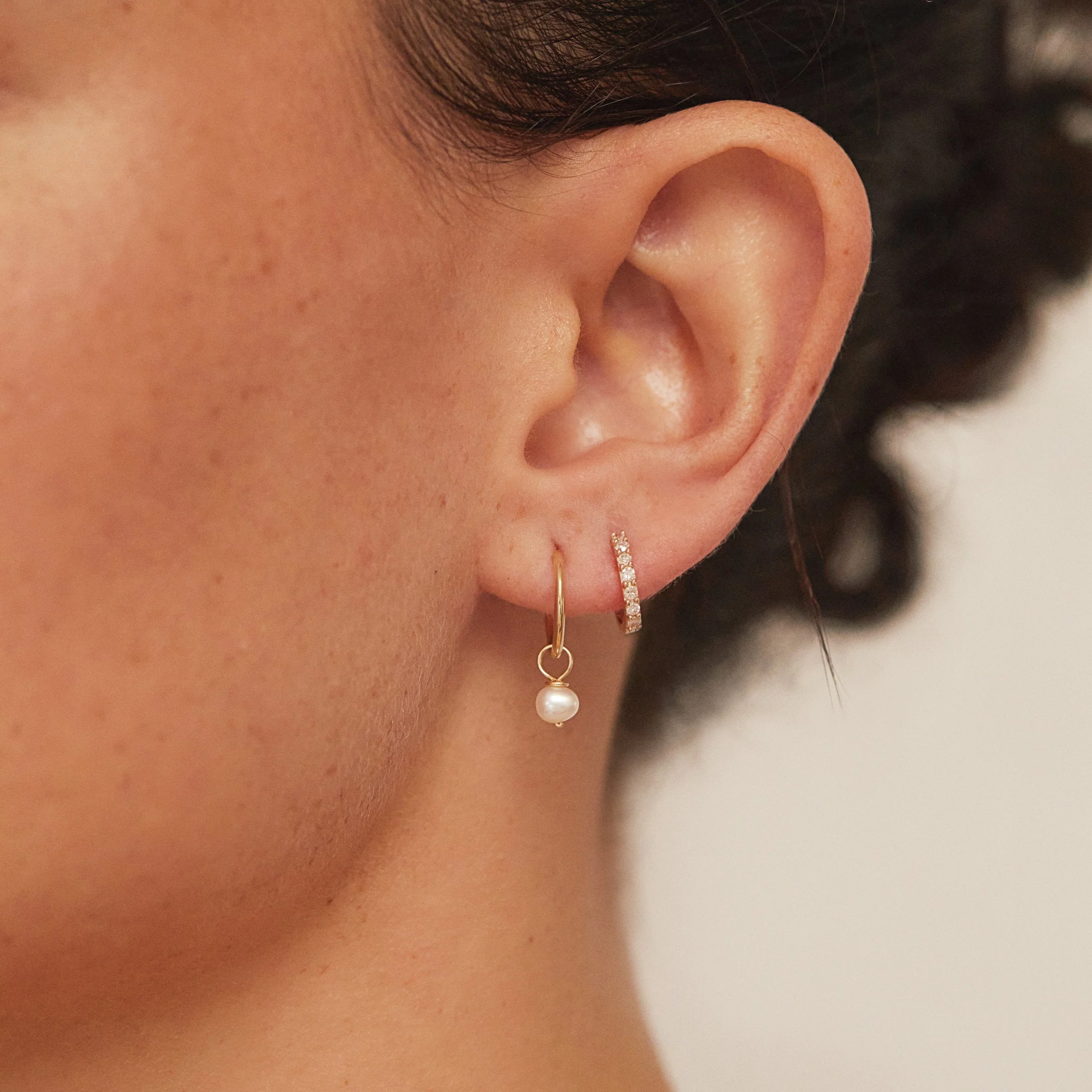 Gold Small Pearl Drop Pair - Image 2