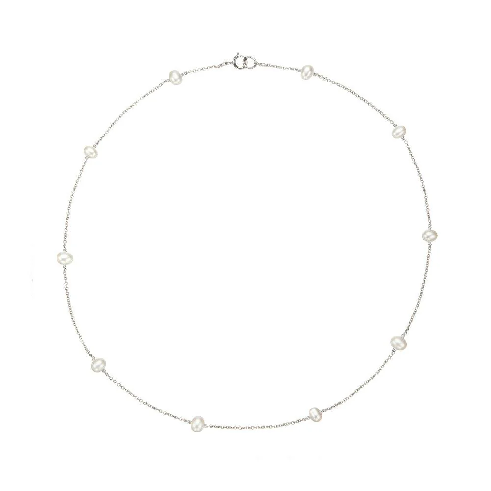 Solid White Gold Ten Pearl Choker